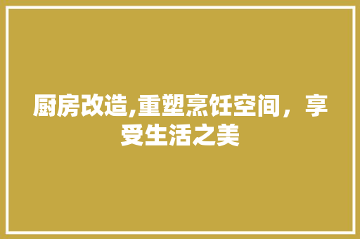 厨房改造,重塑烹饪空间，享受生活之美 景观设计