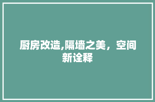 厨房改造,隔墙之美，空间新诠释 地面装修