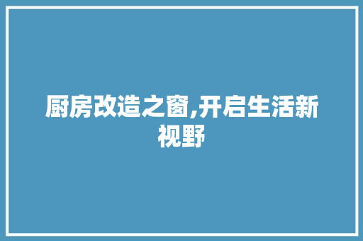 厨房改造之窗,开启生活新视野