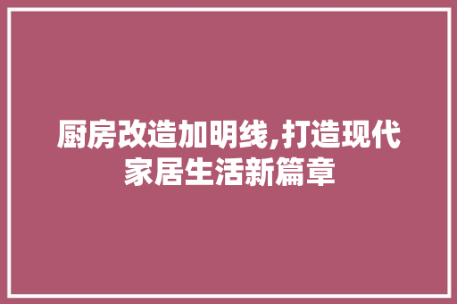 厨房改造加明线,打造现代家居生活新篇章 墙面装饰