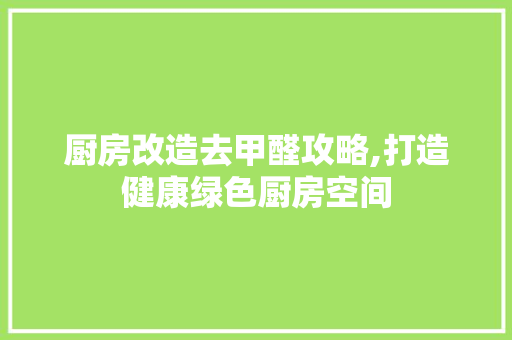 厨房改造去甲醛攻略,打造健康绿色厨房空间