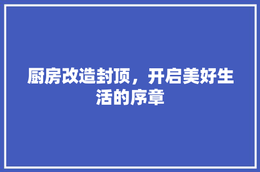 厨房改造封顶，开启美好生活的序章 墙面装饰