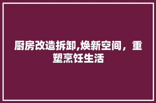 厨房改造拆卸,焕新空间，重塑烹饪生活