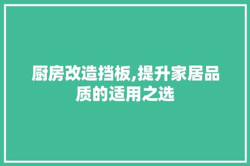 厨房改造挡板,提升家居品质的适用之选