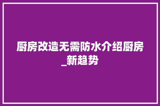 厨房改造无需防水介绍厨房_新趋势