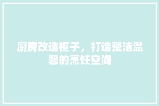 厨房改造柜子，打造整洁温馨的烹饪空间