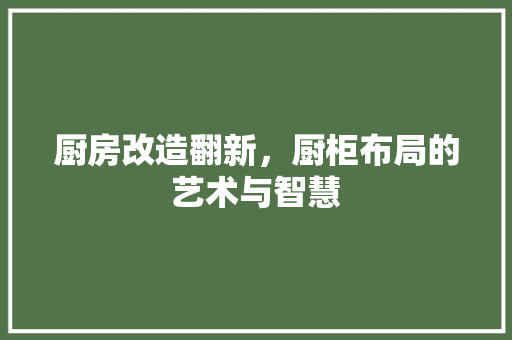 厨房改造翻新，厨柜布局的艺术与智慧