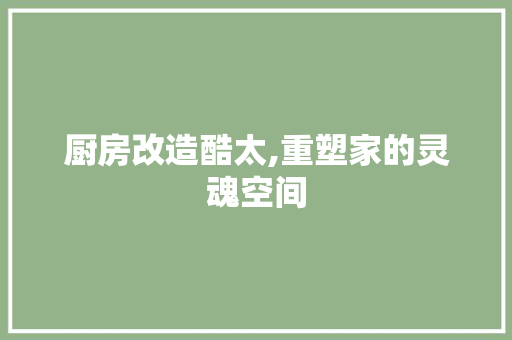 厨房改造酷太,重塑家的灵魂空间