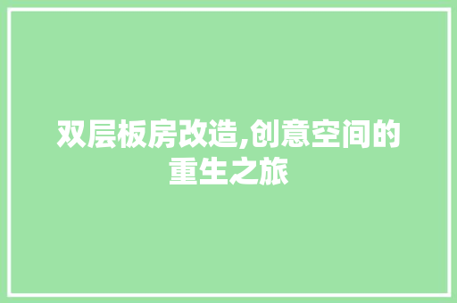 双层板房改造,创意空间的重生之旅