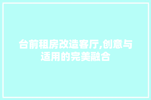 台前租房改造客厅,创意与适用的完美融合