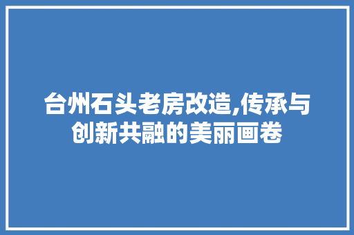 台州石头老房改造,传承与创新共融的美丽画卷