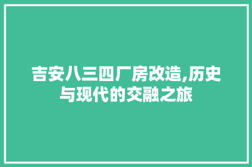 吉安八三四厂房改造,历史与现代的交融之旅