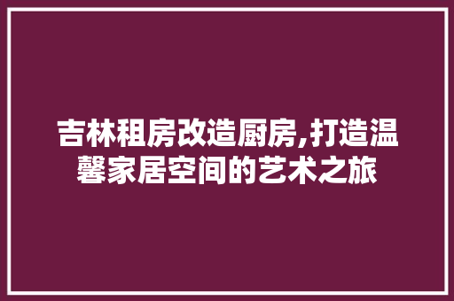 吉林租房改造厨房,打造温馨家居空间的艺术之旅 墙面装饰
