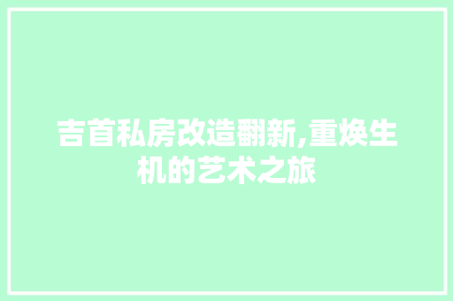 吉首私房改造翻新,重焕生机的艺术之旅 建筑设计