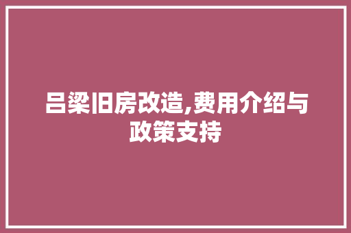 吕梁旧房改造,费用介绍与政策支持
