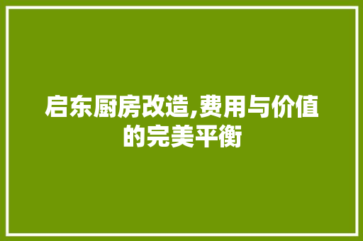 启东厨房改造,费用与价值的完美平衡 建筑设计