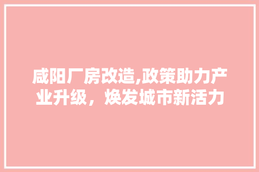 咸阳厂房改造,政策助力产业升级，焕发城市新活力