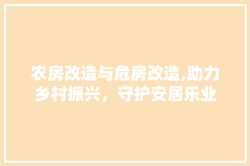 农房改造与危房改造,助力乡村振兴，守护安居乐业