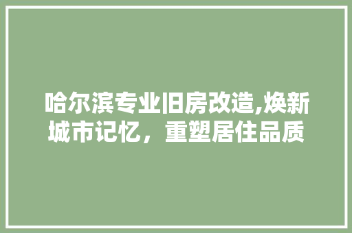 哈尔滨专业旧房改造,焕新城市记忆，重塑居住品质
