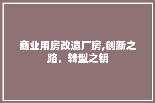商业用房改造厂房,创新之路，转型之钥