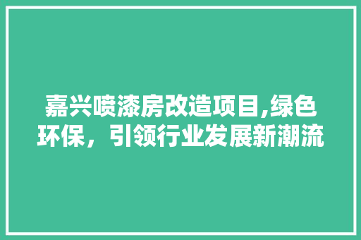 嘉兴喷漆房改造项目,绿色环保，引领行业发展新潮流