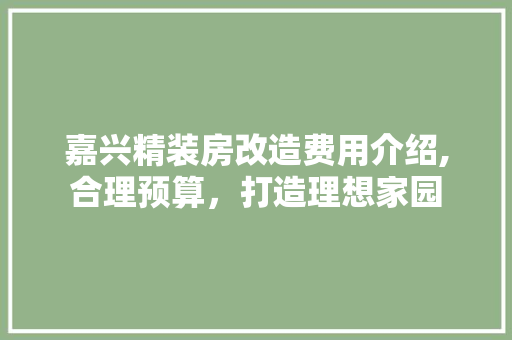 嘉兴精装房改造费用介绍,合理预算，打造理想家园