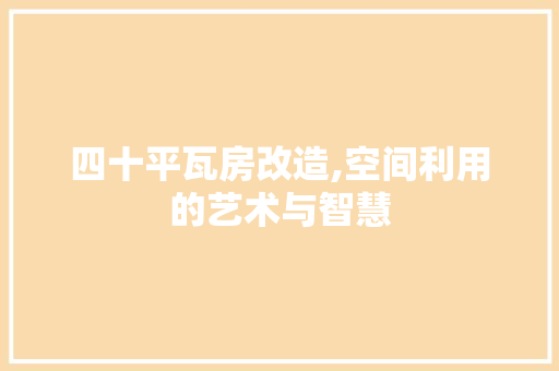 四十平瓦房改造,空间利用的艺术与智慧 门窗装修