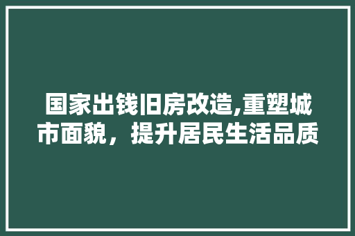 国家出钱旧房改造,重塑城市面貌，提升居民生活品质