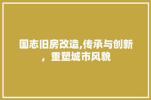 国志旧房改造,传承与创新，重塑城市风貌