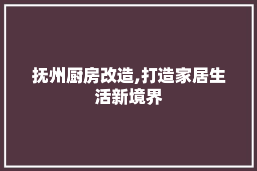 抚州厨房改造,打造家居生活新境界