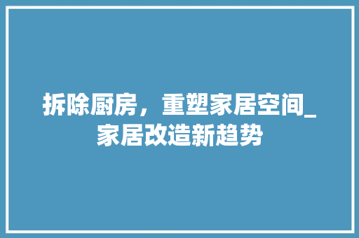 拆除厨房，重塑家居空间_家居改造新趋势