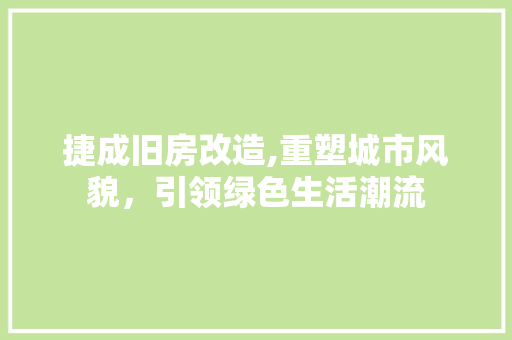捷成旧房改造,重塑城市风貌，引领绿色生活潮流