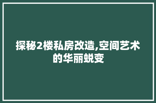 探秘2楼私房改造,空间艺术的华丽蜕变
