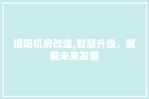 揭阳机房改造,智慧升级，赋能未来发展
