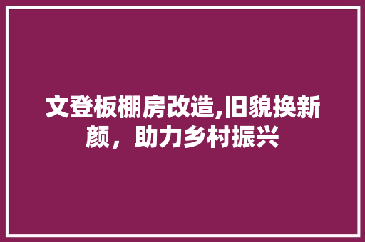 文登板棚房改造,旧貌换新颜，助力乡村振兴