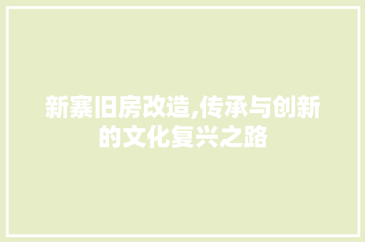 新寨旧房改造,传承与创新的文化复兴之路 墙面装饰