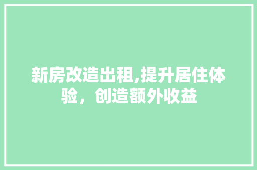 新房改造出租,提升居住体验，创造额外收益