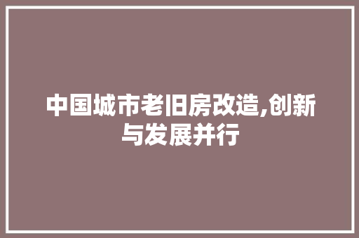 中国城市老旧房改造,创新与发展并行