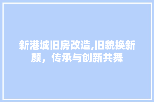 新港城旧房改造,旧貌换新颜，传承与创新共舞