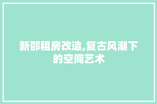 新邵租房改造,复古风潮下的空间艺术