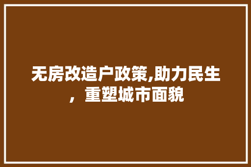 无房改造户政策,助力民生，重塑城市面貌 隔断设计
