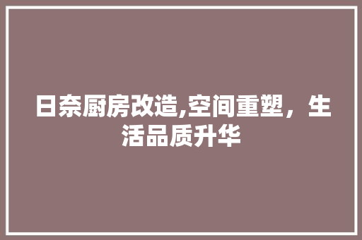 日奈厨房改造,空间重塑，生活品质升华 墙面装饰