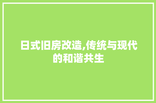 日式旧房改造,传统与现代的和谐共生 建筑设计