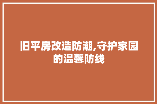 旧平房改造防潮,守护家园的温馨防线 庭院装修