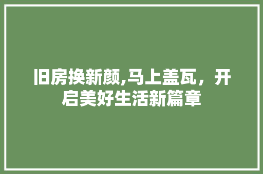 旧房换新颜,马上盖瓦，开启美好生活新篇章
