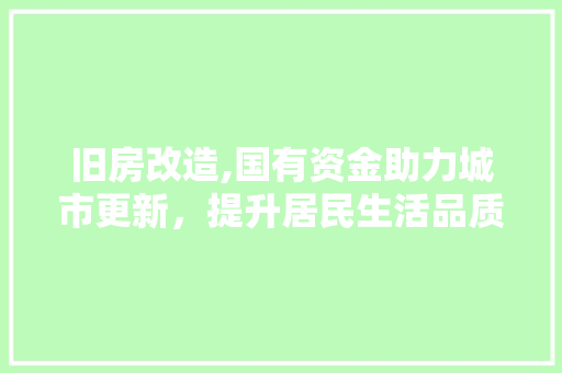 旧房改造,国有资金助力城市更新，提升居民生活品质