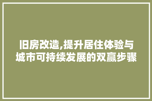 旧房改造,提升居住体验与城市可持续发展的双赢步骤