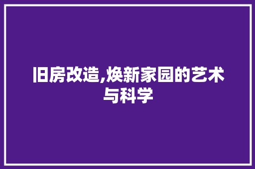 旧房改造,焕新家园的艺术与科学