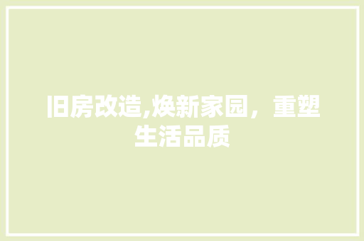 旧房改造,焕新家园，重塑生活品质 建筑设计