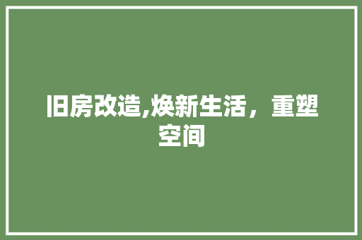 旧房改造,焕新生活，重塑空间